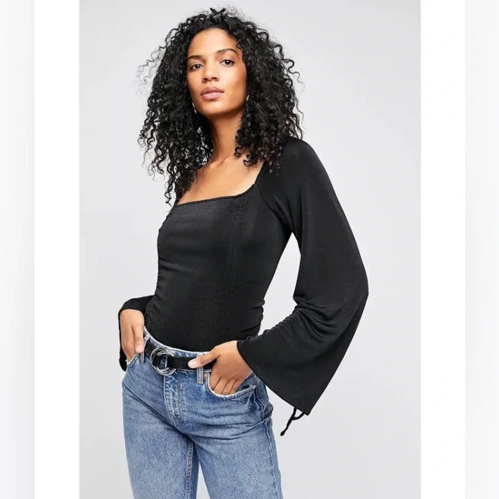 Free People Meant To Be Ruched Bodysuit in Black NWT - Picture 9 of 9